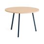 HAY Accessoires Loop Stand Table Round Ø: 105 cm / H: 74 cm, Eichenfurnier klar lackiert, Stahl pulverbeschichtet tiefblau