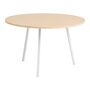 HAY Accessoires Loop Stand Table Round Ø: 120 cm / H: 74 cm , Eichenfurnier klar lackiert, Stahl pulverbeschichtet weiss