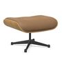 Vitra Lounge Chair Ottoman / neues Furnier / Leder Kastanie natur lackiert 26, Camel 75 - Leder Premium F, Aluminium poliert 03 / Tiefschwarz 12 pulverbeschichtet (glatt)