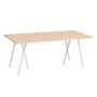 HAY Accessoires Loop Stand Table B: 180 cm / T: 87.5 cm, Eichenfurnier klar lackiert, Stahl pulverbeschichtet weiss
