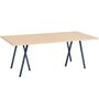 HAY Accessoires Loop Stand Table B: 200 cm / T: 92.5 cm, Eichenfurnier klar lackiert, Stahl pulverbeschichtet tiefblau