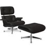 Vitra Lounge Chair & Ottoman / neues Furnier / Leder / Filzgleiter für harte Boden Kastanie schwarz lackiert 27, Chocolate 68 - Leder Natural F, Aluminium poliert 03, Klassische Masse