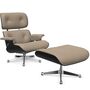 Vitra Lounge Chair & Ottoman / neues Furnier / Leder / Filzgleiter für harte Boden Kastanie schwarz lackiert 27, Dark Sand 78 - Leder Natural F, Aluminium poliert 03, Klassische Masse