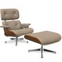 Vitra Lounge Chair & Ottoman / neues Furnier / Leder / Filzgleiter für harte Boden Nussbaum natur lackiert 31, Dark Sand 78 - Leder Natural F, Aluminium poliert 03, Neue Masse