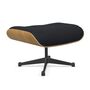 Vitra Lounge Chair Ottoman / neues Furnier / Stoff Kastanie natur lackiert 26, Anthrazit-Schwarz 11 - Nubia, Aluminium poliert 03 / Tiefschwarz 12 pulverbeschichtet (glatt)
