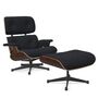 Vitra Lounge Chair & Ottoman / neues Furnier / Stoff / Filzgleiter für harte Boden Nussbaum dunkel lackiert 32, Anthrazit-Schwarz 11 - Nubia, Tiefschwarz 12 pulverbeschichtet (glatt), Klassische Masse