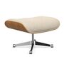 Vitra Lounge Chair Ottoman / neues Furnier / Stoff Kirschbaum natur lackiert 28, Crème-Perle 02 - Nubia, Aluminium poliert 03