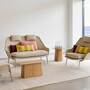 Vitra Slow Sofa in Stoff von Vitra Flocca beige, Aluminiumguss poliert 
