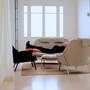 Vitra Slow Sofa in Stoff von Vitra Flocca beige, Aluminiumguss poliert 