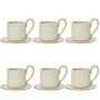 Ferm Living Steingut-Tassen mit Unterteller Flow von Ferm Living Off White Speckle