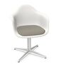 Vitra Eames Plastic Armchair RE DAL mit Sitzpolster von Vitra 04 Weiss, Black-White 01 - Checker, Weiss 04 pulverbeschichtet (glatt), Gleiter basic dark für Teppichboden 04