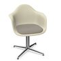 Vitra Eames Plastic Armchair RE DAL mit Sitzpolster von Vitra 11 Kieselstein RE, Black-White 01 - Checker, Aluminium poliert 03, Gleiter basic dark für Teppichboden 04
