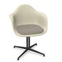 Vitra Eames Plastic Armchair RE DAL mit Sitzpolster von Vitra 11 Kieselstein RE, Black-White 01 - Checker, Basic Dark 30 pulverbeschichtet (glatt), Gleiter basic dark für Teppichboden 04