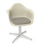 Vitra Eames Plastic Armchair RE DAL mit Sitzpolster von Vitra 11 Kieselstein RE, Black-White 01 - Checker, Weiss 04 pulverbeschichtet (glatt), Gleiter basic dark für Teppichboden 04