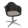 Vitra Eames Plastic Armchair RE DAL mit Sitzpolster von Vitra 12 Tiefschwarz RE , Black-White 01 - Checker, Aluminium poliert 03, Gleiter basic dark für Teppichboden 04