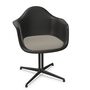 Vitra Eames Plastic Armchair RE DAL mit Sitzpolster von Vitra 12 Tiefschwarz RE , Black-White 01 - Checker, Basic Dark 30 pulverbeschichtet (glatt), Gleiter basic dark für Teppichboden 04