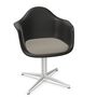 Vitra Eames Plastic Armchair RE DAL mit Sitzpolster von Vitra 12 Tiefschwarz RE , Black-White 01 - Checker, Weiss 04 pulverbeschichtet (glatt), Gleiter basic dark für Teppichboden 04