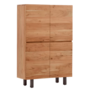 Kave Home 4-türiges Highboard Uxue von Kave Home Akazienholz mit gebleichtem Finish / Schwarz Stahlbeinen