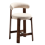 Kave Home Hocker Granite aus Chenille von Kave Home H: 90 cm / Sitzhöhe: 65 cm, Beige / Dunkelbraun