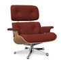 Vitra Eames Lounge Chair / neues Furnier / Stoff / Filzgleiter harte Böden Kirschbaum natur lackiert 28, Brandy 07 - Calma, Aluminium poliert 03, Neue Masse