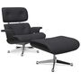 Vitra Lounge Chair & Ottoman / neues Furnier / Stoff / Filzgleiter für harte Boden Kastanie schwarz lackiert 27, Dark Grey 10 - Calma, Aluminium poliert 03, Neue Masse
