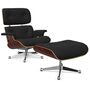 Vitra Lounge Chair & Ottoman / neues Furnier / Stoff / Filzgleiter für harte Boden Santos Palisander 05, Dark Anthracite 08 - Calma, Aluminium poliert 03, Klassische Masse