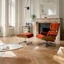 Vitra Lounge Chair & Ottoman / neues Furnier / Stoff / Filzgleiter für harte Boden Santos Palisander 05, Brandy 07 - Calma, Aluminium poliert 03, Klassische Masse