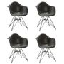 Vitra Eames Plastic Armchair DAR ohne Sitzpolster 12 Tiefschwarz, Basic Dark 30 pulverbeschichtet (glatt), Filzgleiter basic dark für Hartboden 05