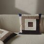 Ferm Living Border Patchwork Cushion B: 50 cm / H: 50 cm , Carob Brown / Bright Blue