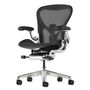 Herman CPH Bürostuhl Aeron von Herman Miller Onyx - Poliert, Grösse A - H: 978 mm / B: 655 mm / T: 407 mm , PostureFit & Neigungsbegrenzung und Vorwärtsneigung, Komplett Einstellbar Leder