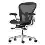 Herman CPH Bürostuhl Aeron von Herman Miller Onyx - Poliert, Grösse B - H: 1044 mm / B: 686 mm / T: 432 mm , PostureFit & Neigungsbegrenzung und Vorwärtsneigung, Komplett Einstellbar Leder