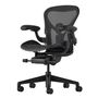 Herman CPH Bürostuhl Aeron von Herman Miller Onyx - Onyx, Grösse C - H: 1093 mm / B: 718 mm / T: 470 mm , PostureFit & Neigungsbegrenzung und Vorwärtsneigung, Komplett Einstellbar Leder