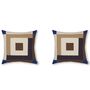 Ferm Living Border Patchwork Cushion B: 50 cm / H: 50 cm , Carob Brown / Bright Blue