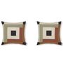 Ferm Living Border Patchwork Cushion B: 50 cm / H: 50 cm , Dark Sage / Red Brown