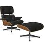 Vitra Lounge Chair & Ottoman / neues Furnier / Leder / Filzgleiter für harte Boden 6Kirschbaum Natur, Nero 66 - Leder Natural F, Aluminium poliert 03 / Tiefschwarz 12 pulverbeschichtet (glatt), Klassische Masse