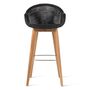 Vincent Sheppard Vincent Sheppard Edgard Bar Stool Teak Schwarzes Kunstgeflecht, Unbehandeltes Teakholz