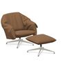 Vitra BCU Bascule Lowback & Ottoman von Vitra Goldbraun 10 - Iroko 2, Kreide 37 pulverbeschichtet (glatt), H: 38 cm