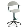 Vitra Mynt High Bürostuhl mit 5-Sterngestell von Vitra Grau 05 RE, Rolle hart gebremst für Teppichboden 02, Bottle Green 44 pulverbeschichtet (struktur)