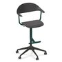 Vitra Mynt High Bürostuhl mit 5-Sterngestell von Vitra Basic Dark 01 RE, Rolle hart gebremst für Teppichboden 02, Bottle Green 44 pulverbeschichtet (struktur)