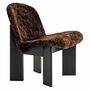 HAY Living Chisel Lounge Chair Front Upholstery Leather and Sheepskin Eiche schwarz lackiert, Espresso - Sheepskin