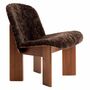 HAY Living Chisel Lounge Chair Front Upholstery Leather and Sheepskin Walnuss lackiert, Espresso - Sheepskin