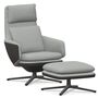Vitra GRE Grand Relax and Ottoman von Vitra Kiesel melange 06 - Dumet, Basic Dark 30 pulverbeschichtet (glatt), H: 41.5 cm, Chocolate 04 - Leder Forte (Dekor)