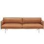 Muuto 3-er Sofa 'Outline' Refine Leder Cognac / Aluminium